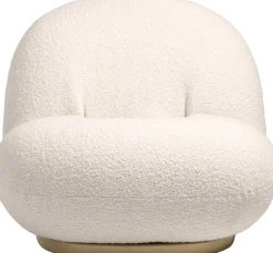 GUBI Pacha lounge chair, swivel base, Karakorum 001 - pearl gold