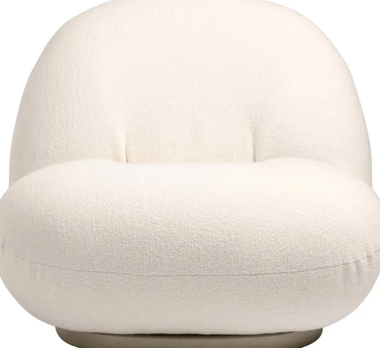 GUBI Pacha lounge chair, swivel base, Harp 24 - pearl gold