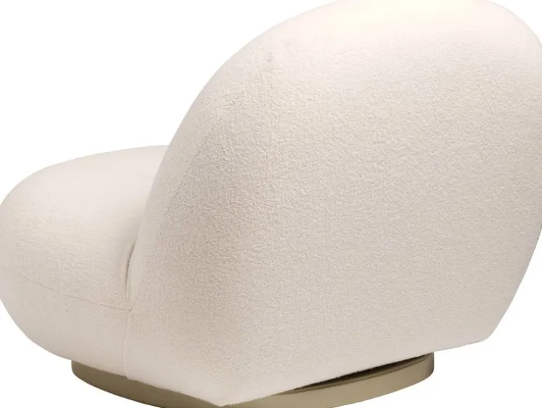 GUBI Pacha lounge chair, swivel base, Harp 24 - pearl gold