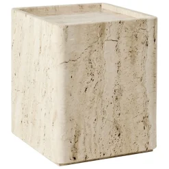 GUBI Pietra side table, 33 x 33 x 40 cm, neutral white travertine