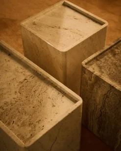 GUBI Pietra side table, 30 x 80 x 40 cm, sepia travertine