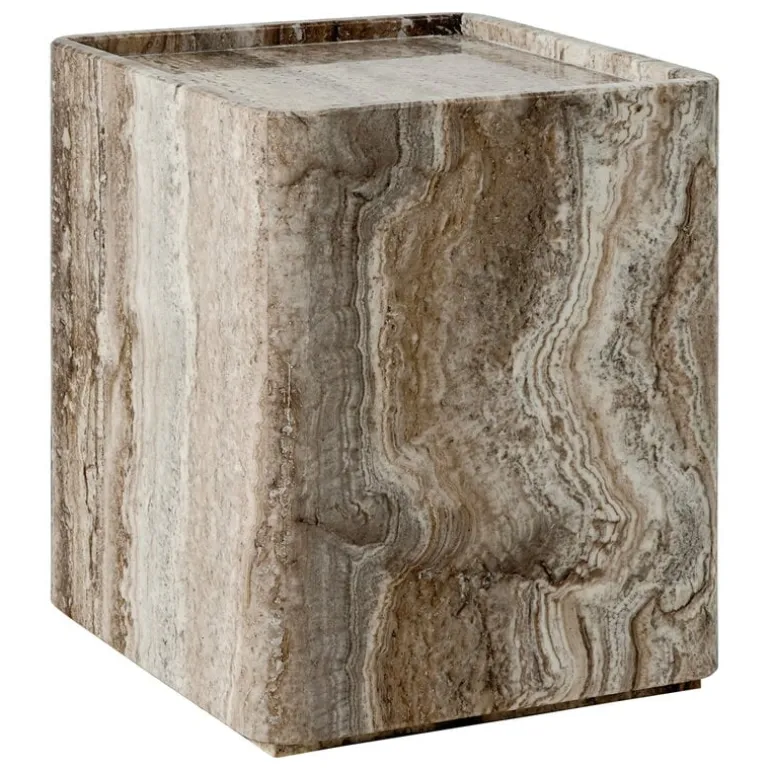 GUBI Pietra side table, 33 x 33 x 40 cm, sepia travertine