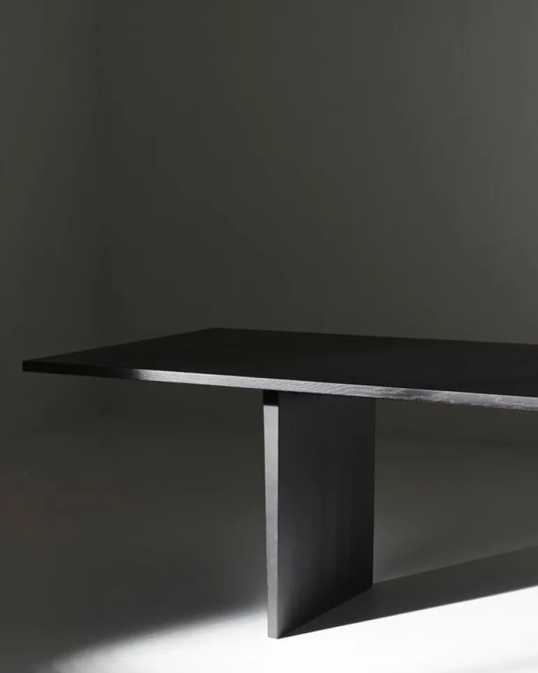 GUBI Private dining table, 260 x 100 cm, black / brown stained ash