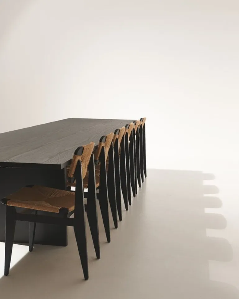 GUBI Private dining table, 260 x 100 cm, black / brown stained ash