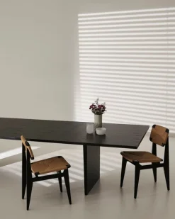 GUBI Private dining table, 320 x 100 cm, black / brown stained ash
