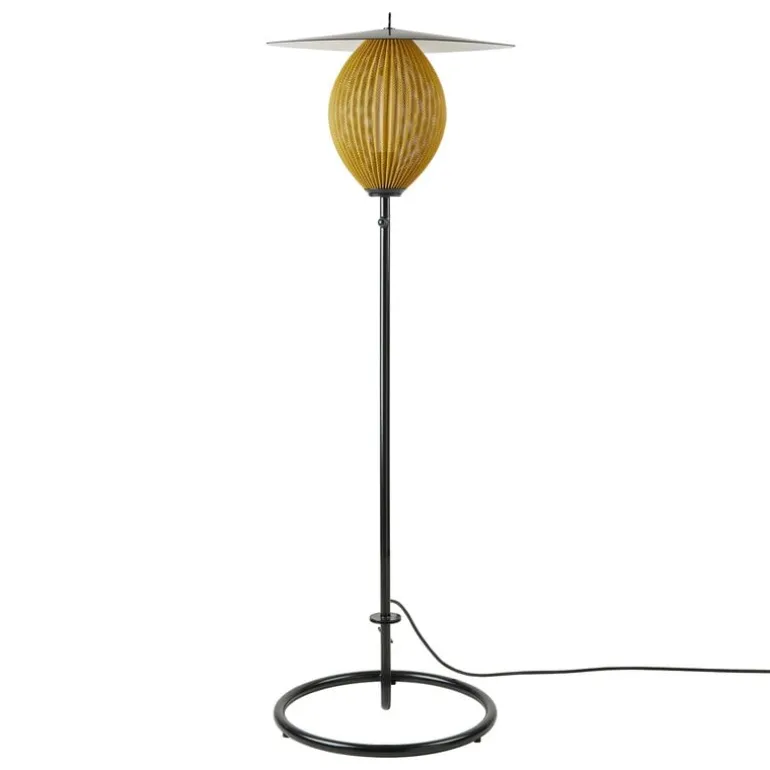 GUBI Satellite Outdoor floor lamp, black - mustard gold