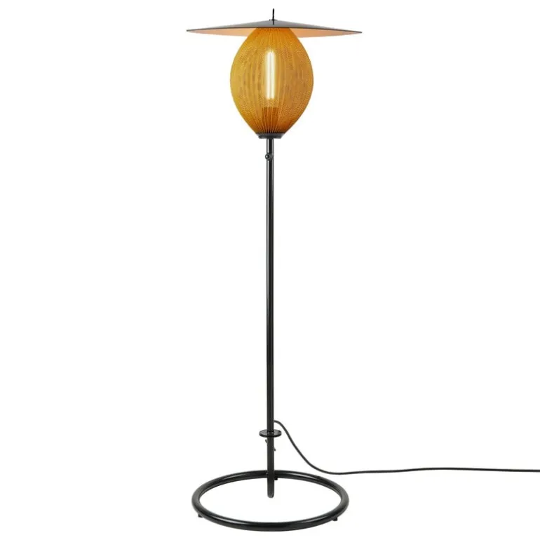 GUBI Satellite Outdoor floor lamp, black - mustard gold