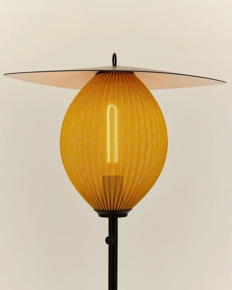 GUBI Satellite Outdoor floor lamp, black - mustard gold