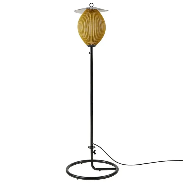 GUBI Satellite Outdoor floor lamp, black - mustard gold