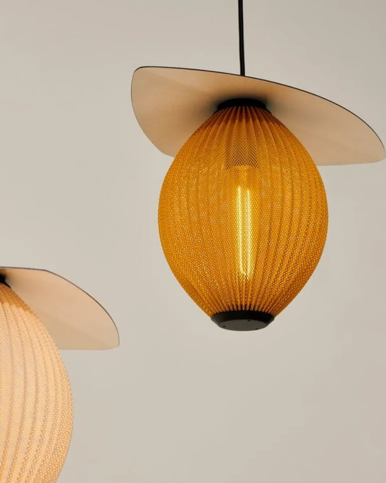 GUBI Satellite Outdoor pendant, 22 cm, black - mustard gold