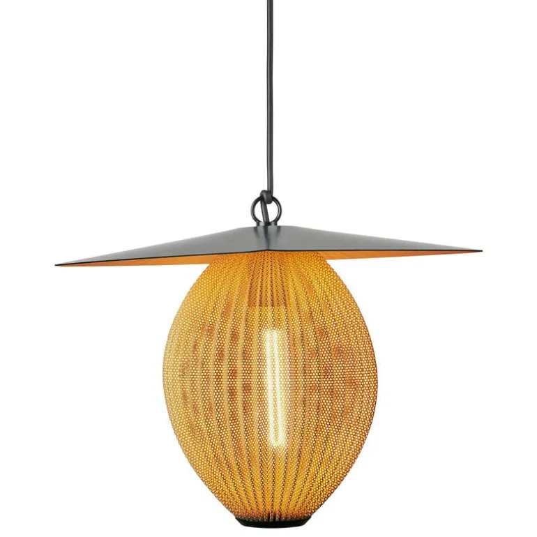 GUBI Satellite Outdoor pendant, 22 cm, black - mustard gold