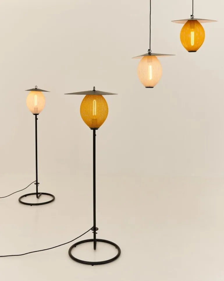 GUBI Satellite Outdoor pendant, 22 cm, black - mustard gold