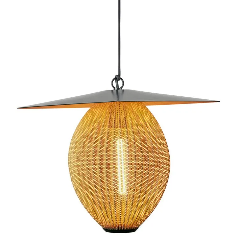 GUBI Satellite Outdoor pendant, 27 cm, black - mustard gold