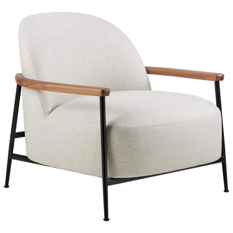 GUBI Sejour lounge chair with armrests, walnut-black-Flair Sp FR 201