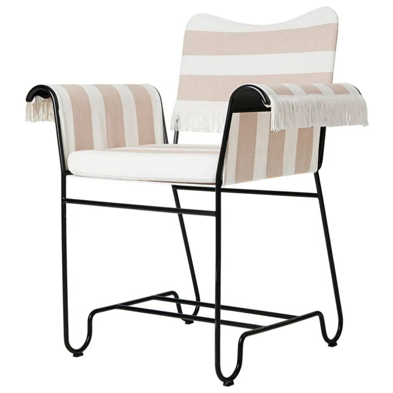 GUBI Tropique chair with fringes, classic black - Leslie Stripe 40