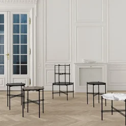 GUBI TS coffee table, 40 cm, black - green marble