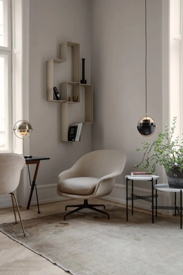 GUBI TS coffee table, 40 cm, black - white marble