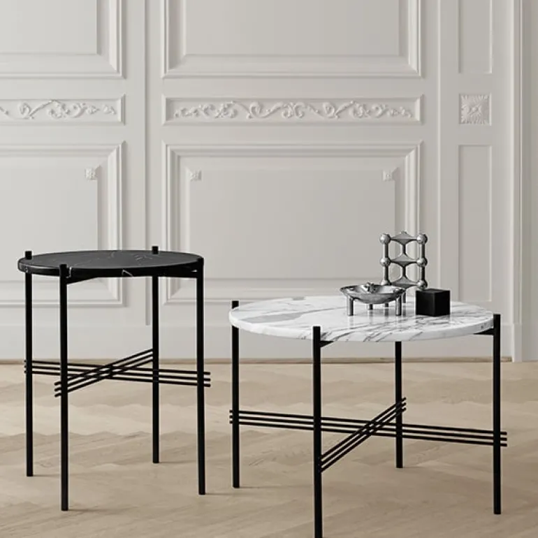GUBI TS coffee table, 40 cm, black - white marble