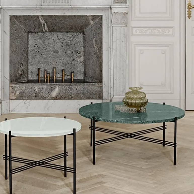 GUBI TS coffee table, 80 cm, black - white marble