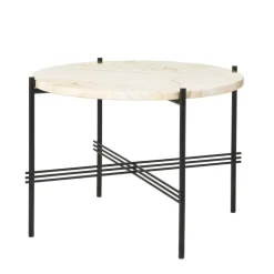 GUBI TS coffee table, 55 cm, black - white travertine