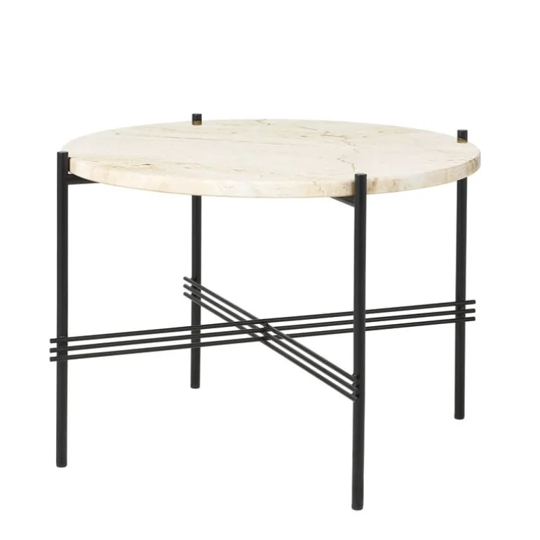 GUBI TS coffee table, 55 cm, black - white travertine