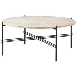 GUBI TS Outdoor coffee table, 80 cm, black - white travertine