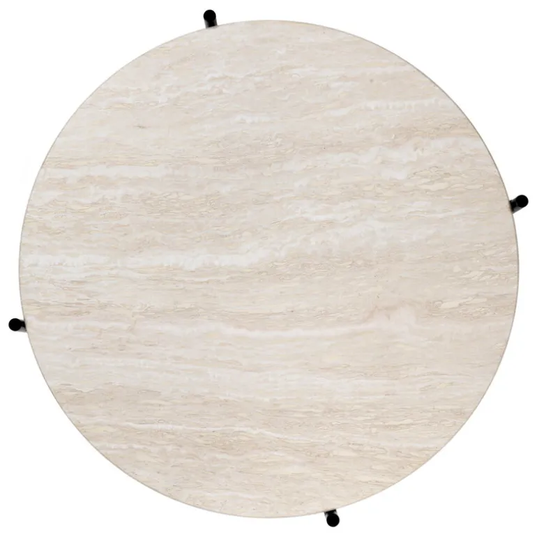 GUBI TS Outdoor coffee table, 80 cm, black - white travertine