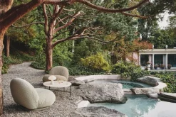 GUBI TS Outdoor coffee table, 80 cm, black - white travertine