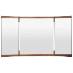 GUBI Vanity wall mirror, 3 panels, walnut - brass