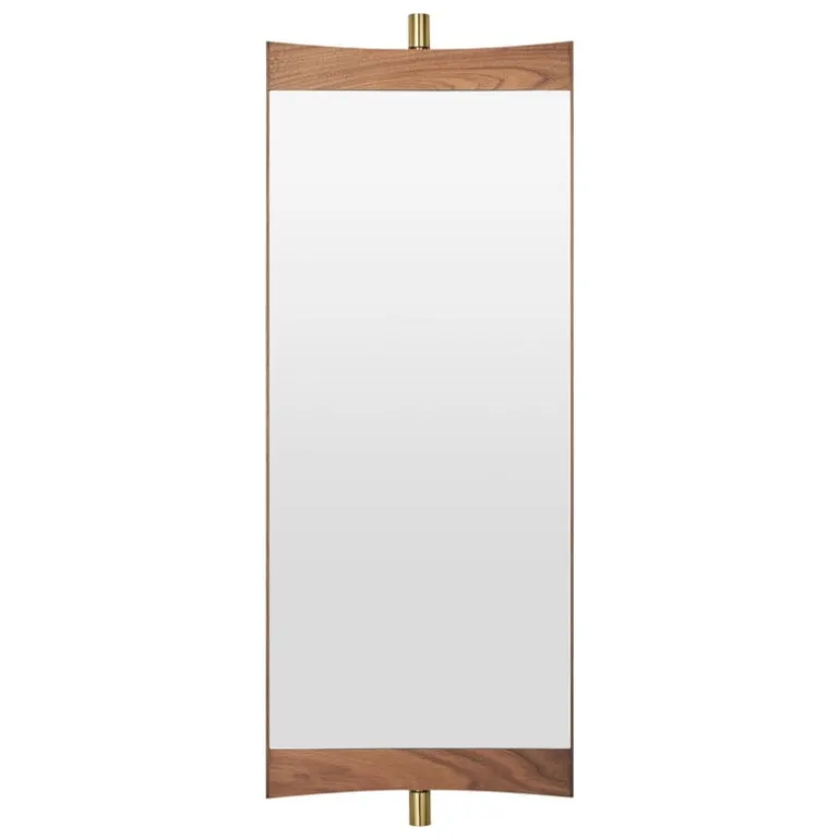 GUBI Vanity wall mirror, 1 panel, walnut - brass