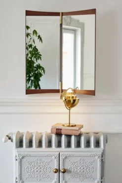 GUBI Vanity wall mirror, 2 panels, walnut - brass