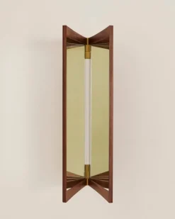 GUBI Vanity wall mirror, 2 panels, walnut - brass