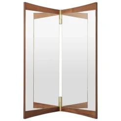 GUBI Vanity wall mirror, 2 panels, walnut - brass