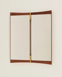 GUBI Vanity wall mirror, 2 panels, walnut - brass