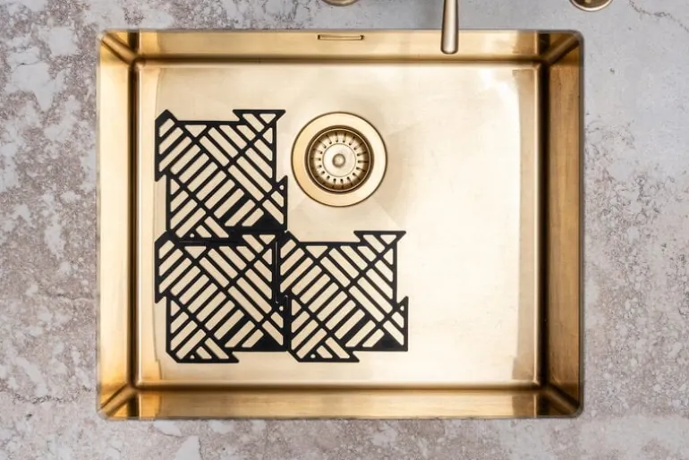 Happy Sinks Happy Sinks Puzzle sink mat, 4 pcs, black