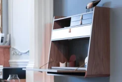 Hartô Gaston wall desk, 80 cm, oak - brass - petrol blue