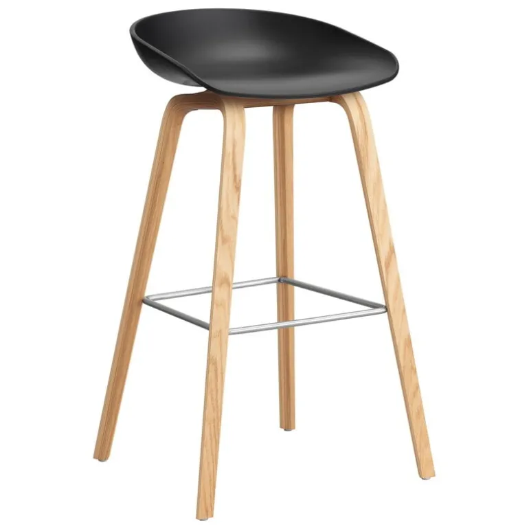 HAY About A Stool AAS32, 75 cm, black 2.0 - lacquered oak - steel