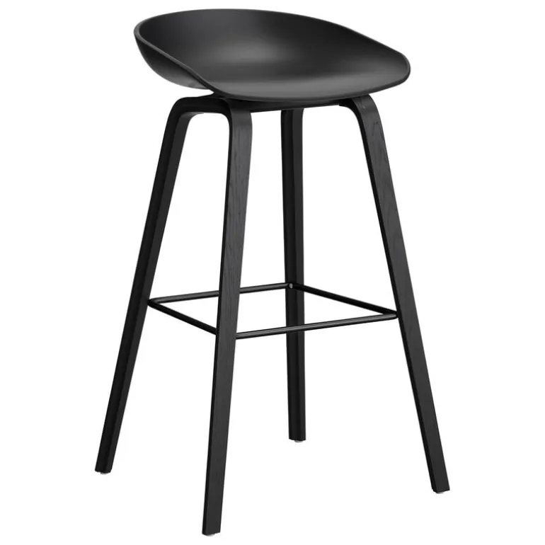 HAY About A Stool AAS32, 75 cm, black 2.0 - black lac. oak - steel