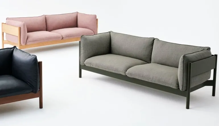 HAY Arbour Eco 3-seater, Re-wool 198 - black lacquered beech