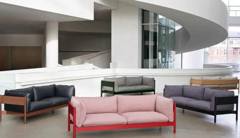 HAY Arbour Eco 3-seater, Re-wool 198 - black lacquered beech