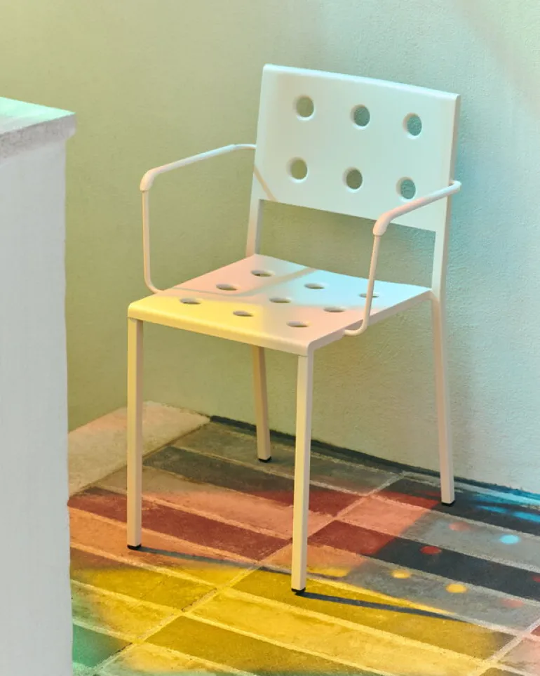 HAY Balcony dining chair with armrest, chalk beige