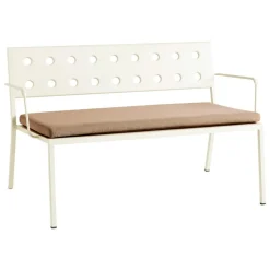 HAY Balcony Lounge bench w. armrest, 121,5 x 69 cm, chalk beige