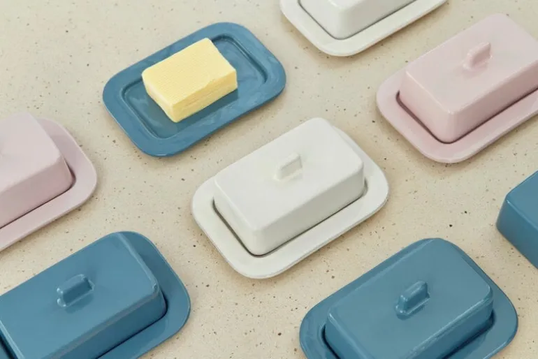 HAY Barro butter dish, off-white