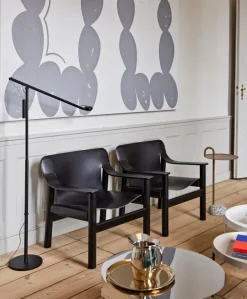 HAY Bernard lounge chair, black oak - black leather