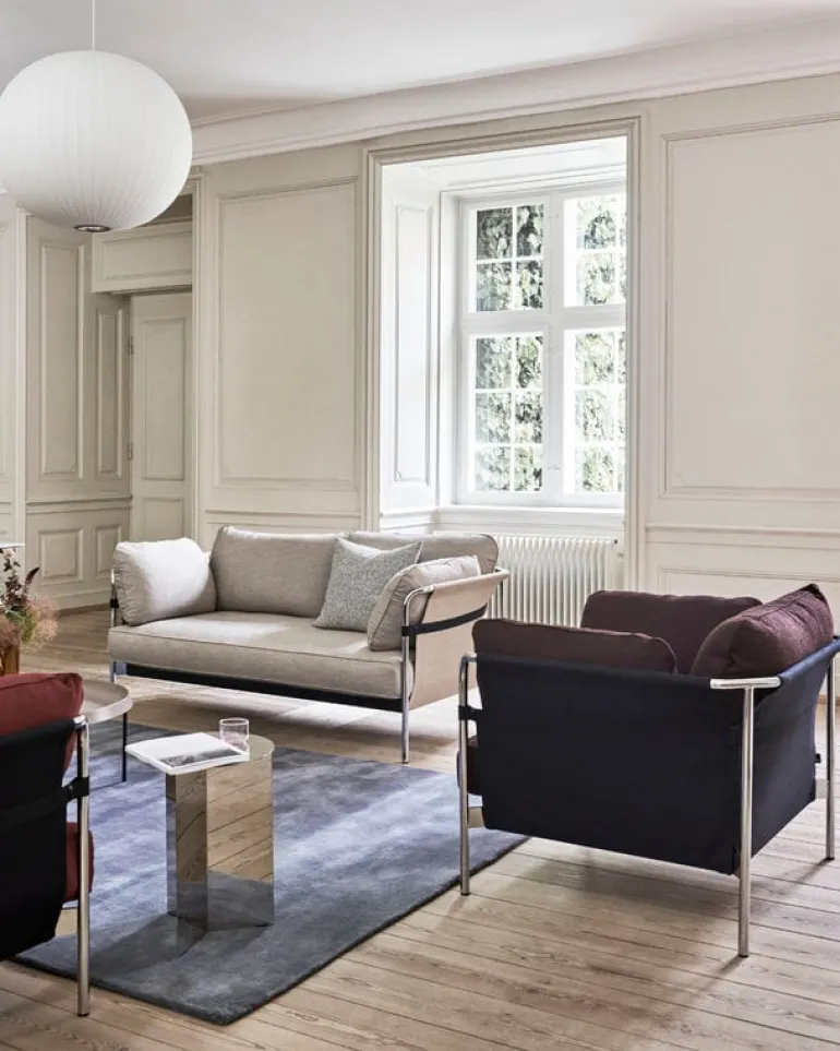 HAY Can lounge chair, Steelcut 975 - natural canvas - chrome frame