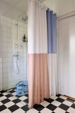 HAY Check shower curtain, blue