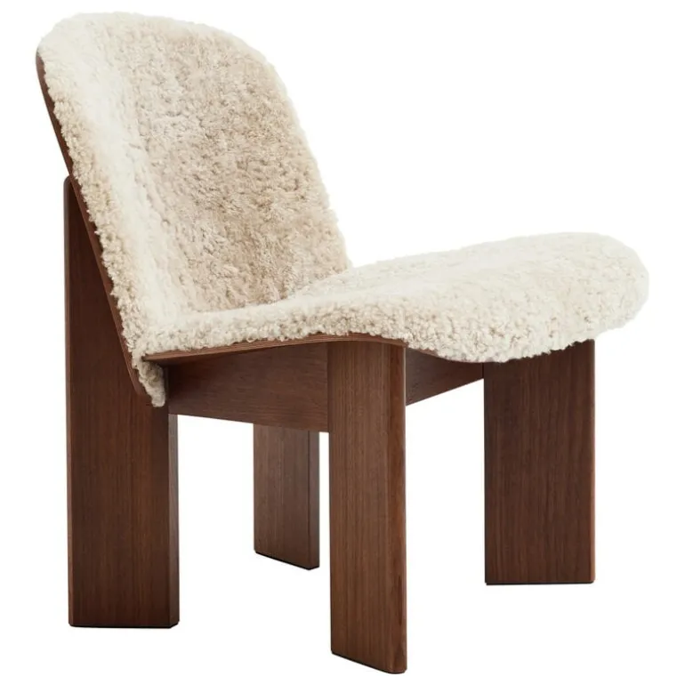HAY Chisel lounge chair, Mohawi 21 sheepskin - lacquered walnut