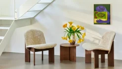 HAY Chisel lounge chair, Mohawi 21 sheepskin - lacquered walnut