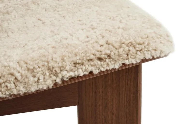 HAY Chisel lounge chair, Mohawi 21 sheepskin - lacquered walnut