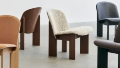 HAY Chisel lounge chair, Mohawi 21 sheepskin - lacquered walnut